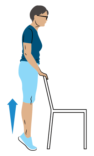 Illustration of a person holding onto a chair and moving up onto their tip toes